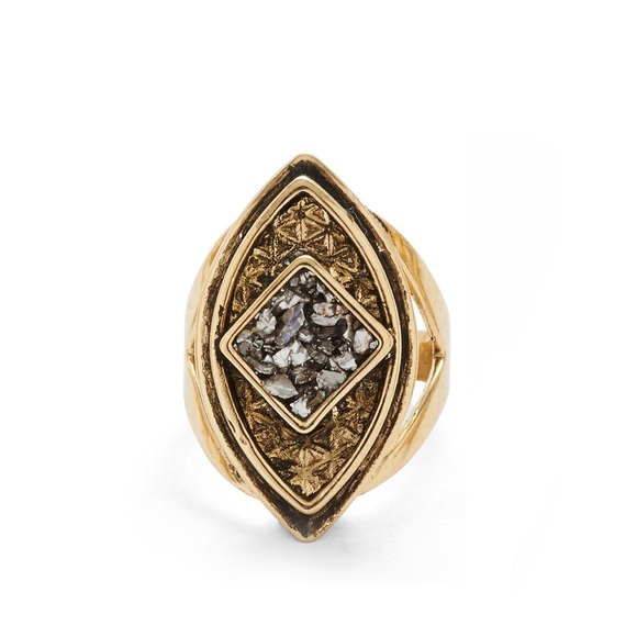 LADY GREY 14K Gold Plated Bronze Bismuth Crystal LUCID Evil Eye Cocktail Ring 6